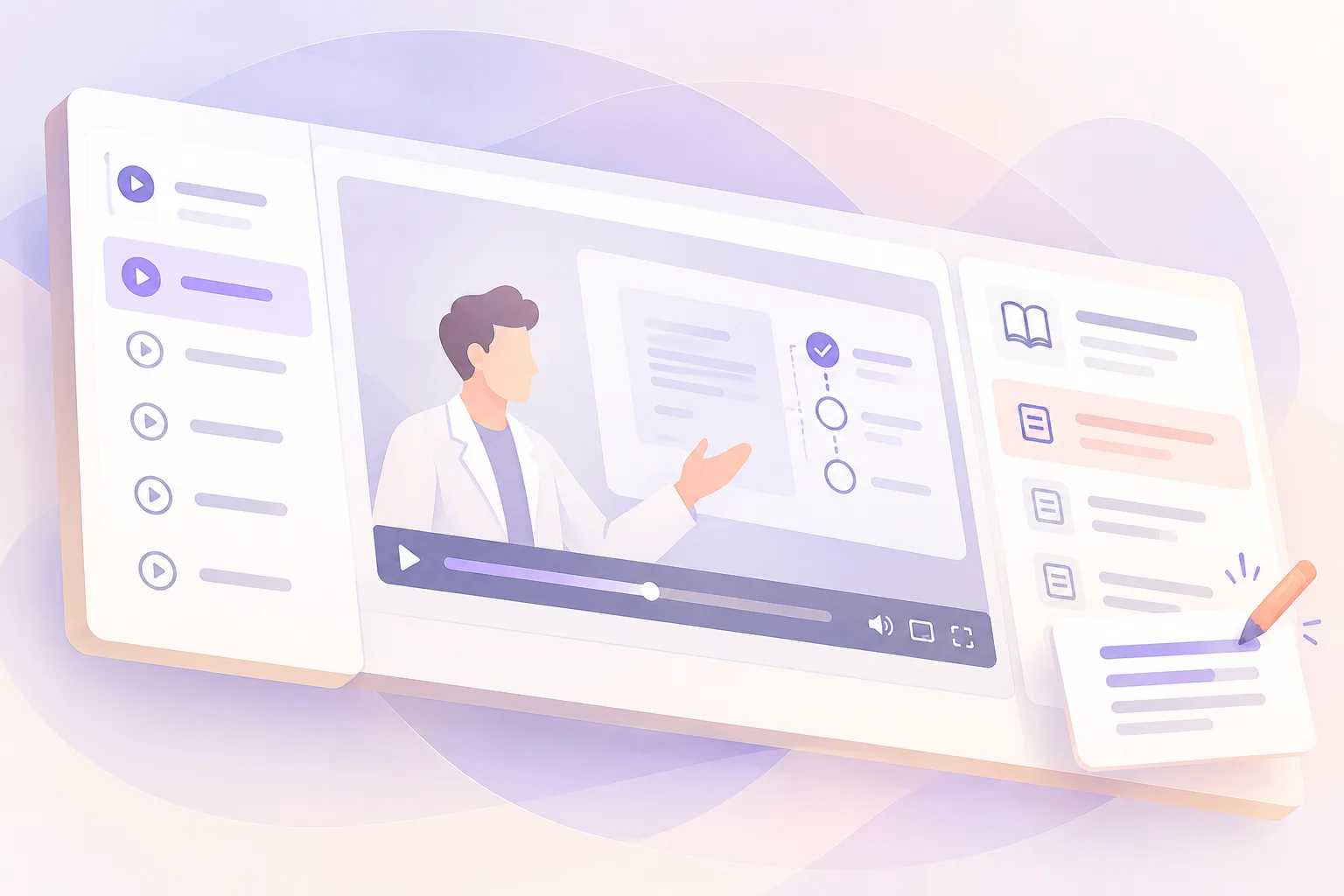 Lektion einer Online-Schulung mit Video und Kapitelliste