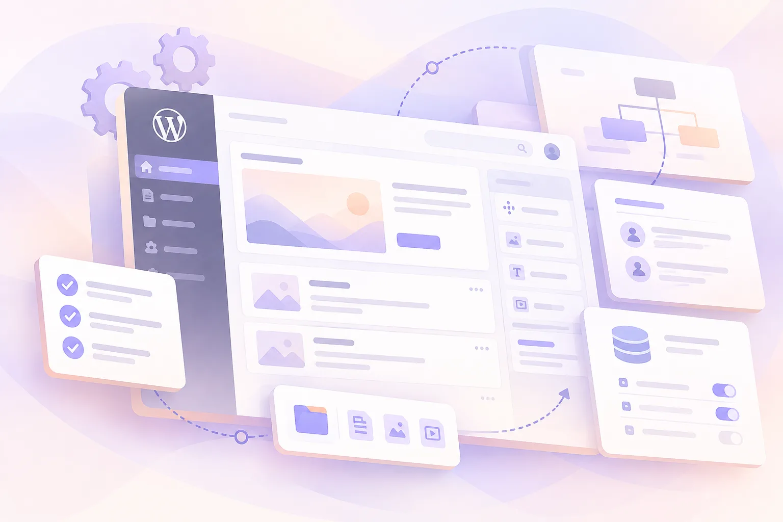 WordPress-Backend der Lernplattform mit Medien, Nutzern und Einstellungen