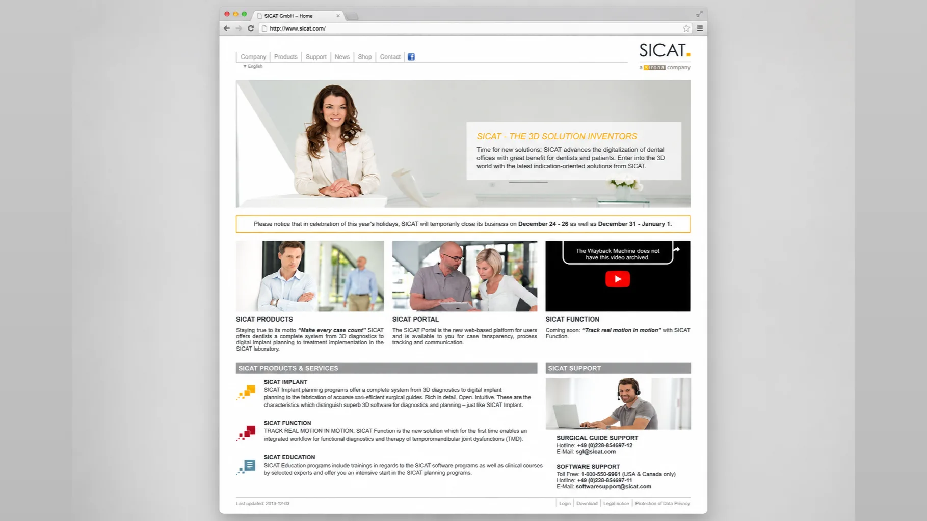 Screenshot der alten Firmenwebsite im Browser