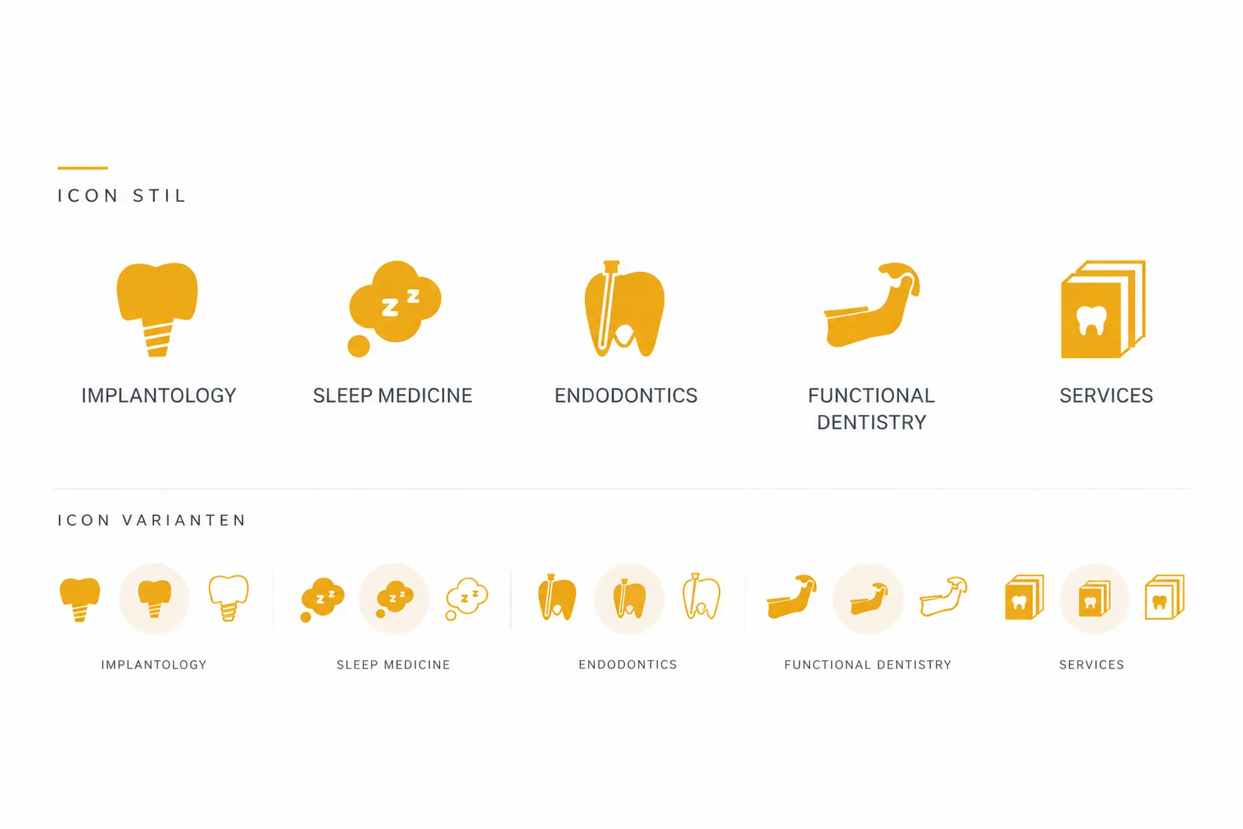 Icon Stil: Implantology, Sleep Medicine, Endodontics, Functional Dentistry, Services