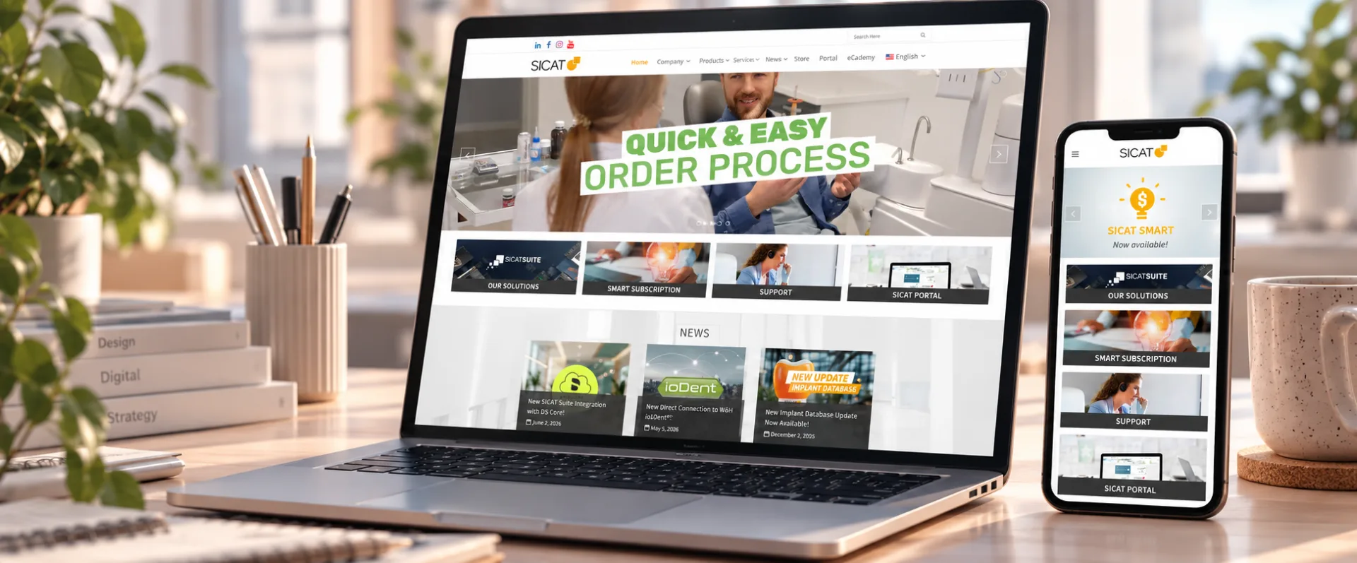 Firmenwebsite auf Laptop und Smartphone