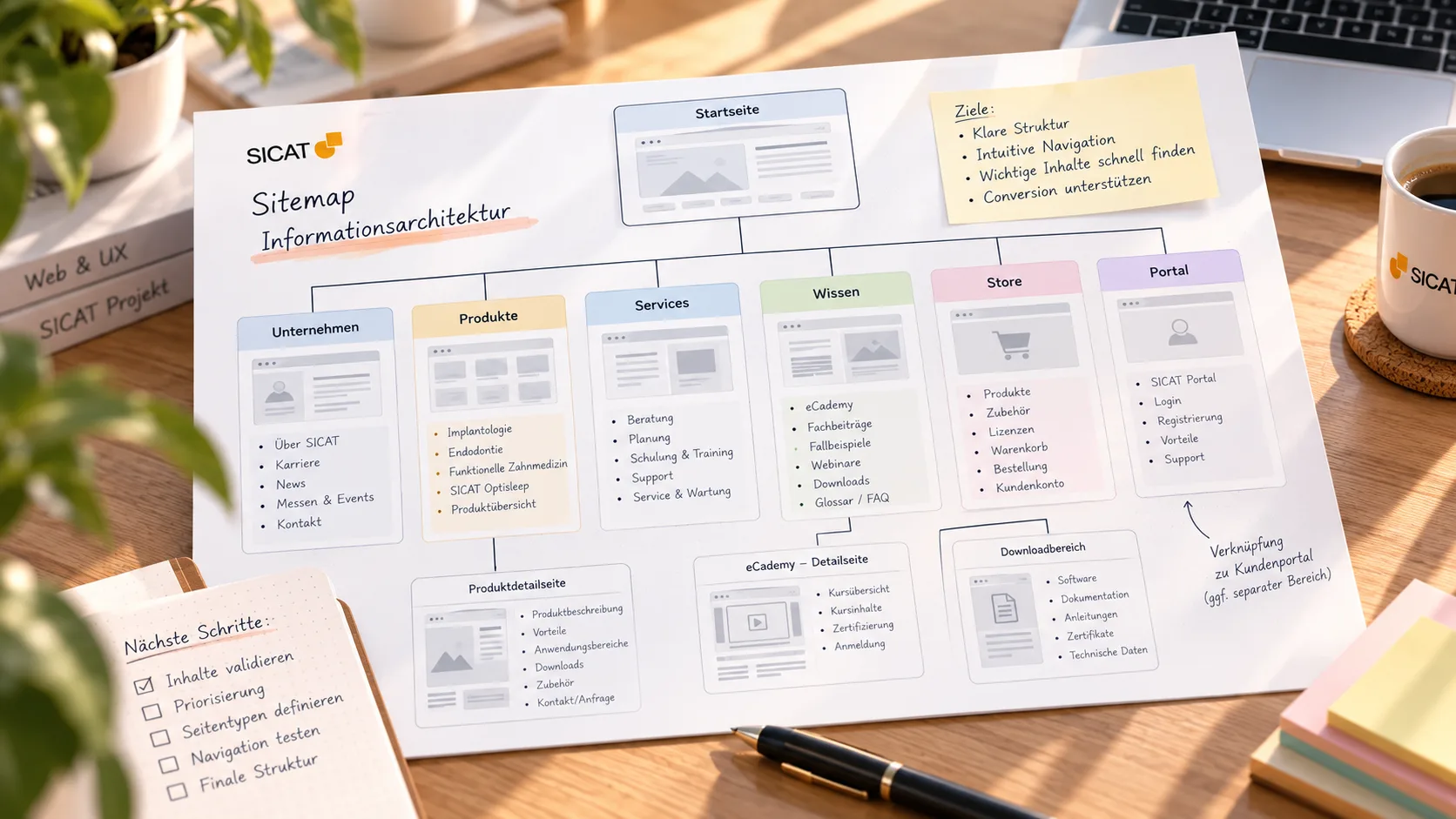 Sitemap und Informationsarchitektur der Firmenwebsite